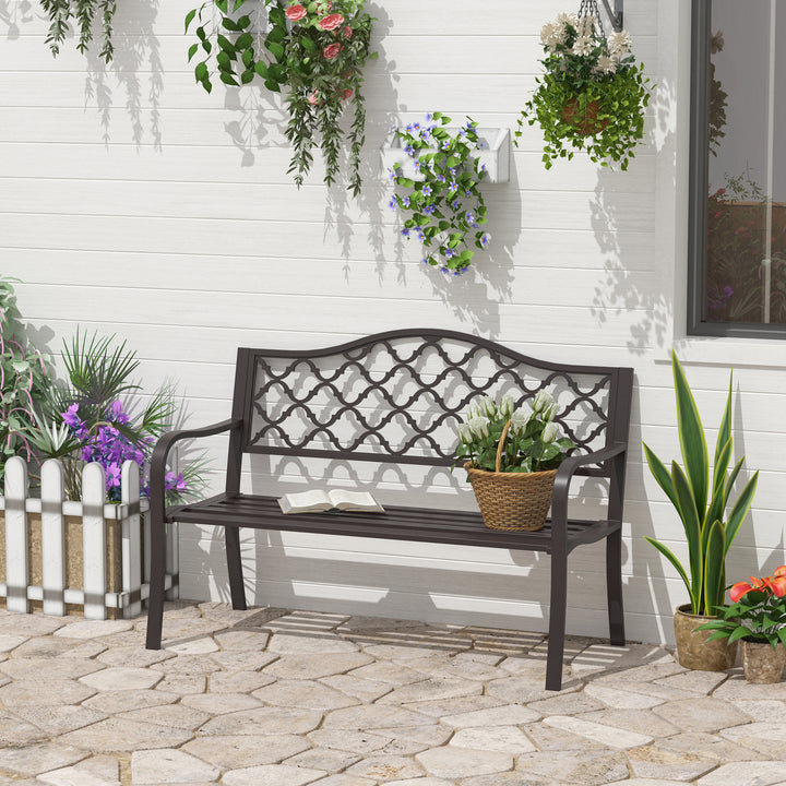 Outdoor Garden Bench Antique Style Cast Iron 2 Seater Patio Porch Park Loveseat Chair Seater - Brown