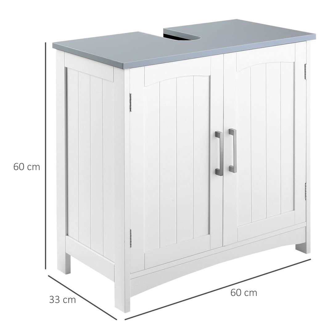 Pedestal Under Sink Cabinet with Double Doors, Modern Bathroom Vanity Unit, Storage Cupboard with Adjustable Shelves, White