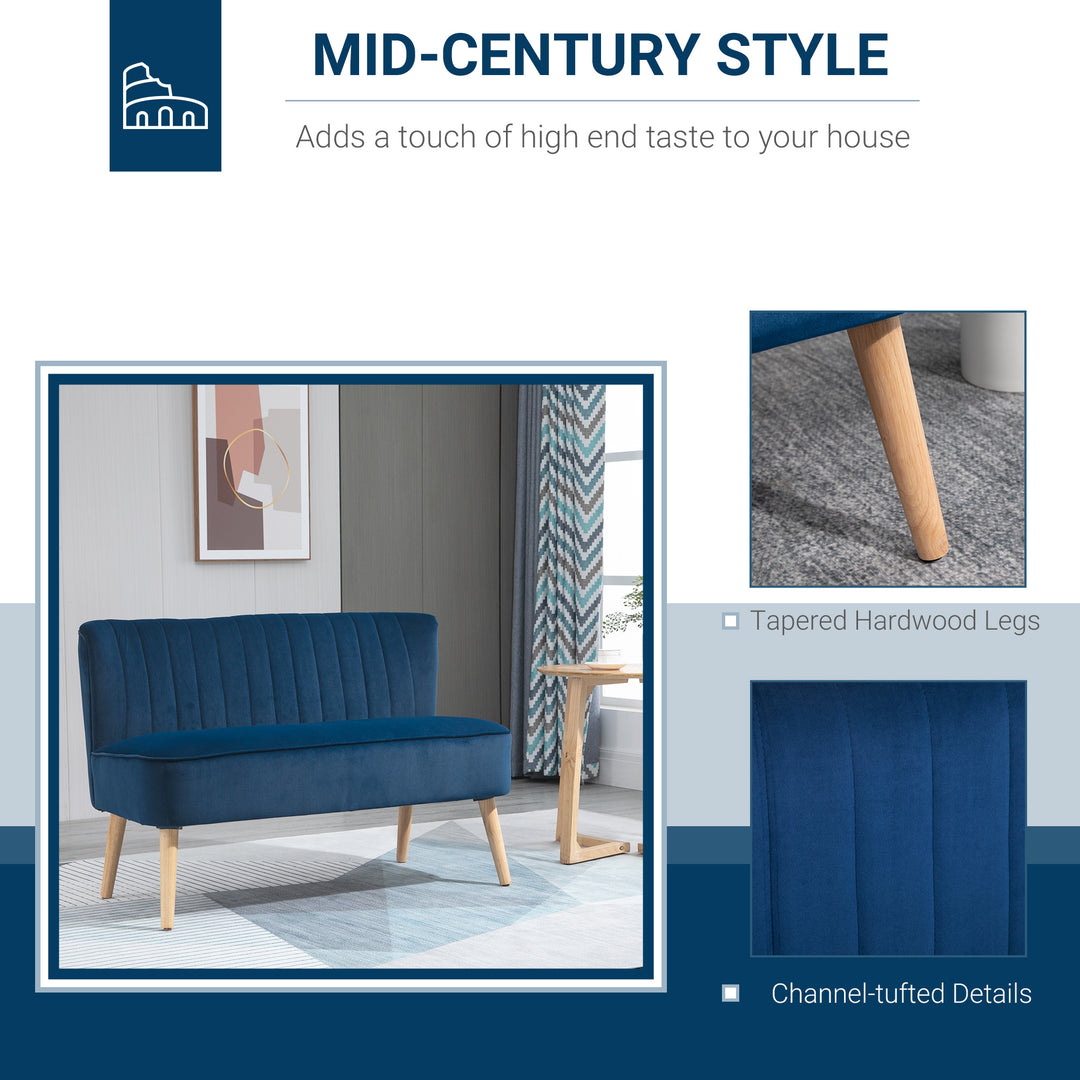 Modern Velvet Double Seat Sofa w/ Wood Frame Foam Padding High Back Soft Comfortable Compact Couch Grey