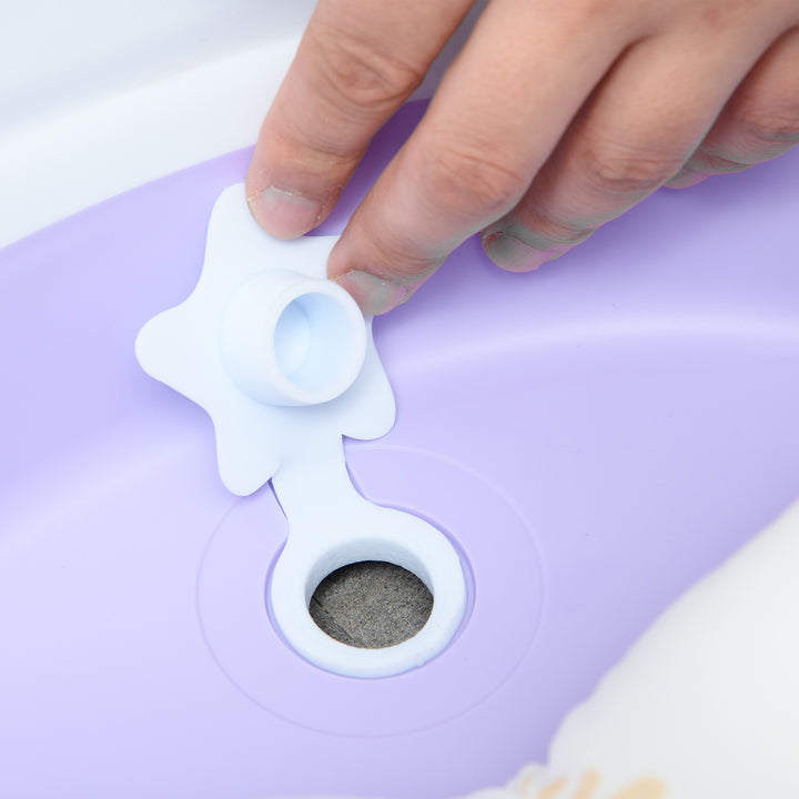 Foldable Baby Bath Tub, Bath Tub with Non-Slip Support, Cushion Pad, Drain Plugs, Shower Head Holder, for Newborn to 6 Years - Purple