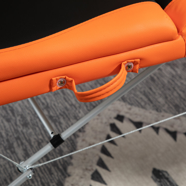 Foldable Massage Table Professional Salon SPA Facial Couch Bed Black and Orange