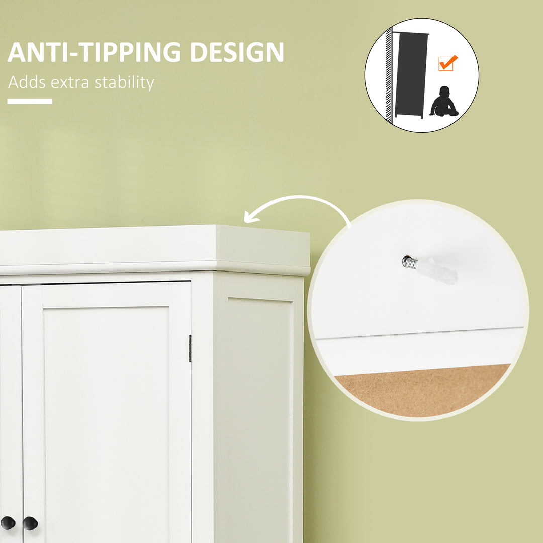 Freestanding Kitchen Cupboard with 4 Doors, Storage Cabinet with 6-Tier Shelving and 4 Adjustable Shelves, White