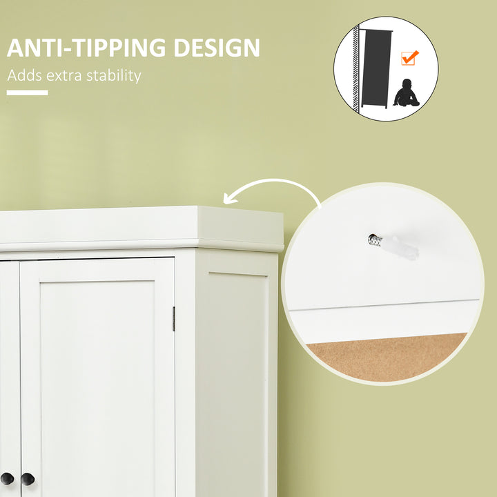 Freestanding Kitchen Cupboard with 4 Doors, Storage Cabinet with 6-Tier Shelving and 4 Adjustable Shelves, White