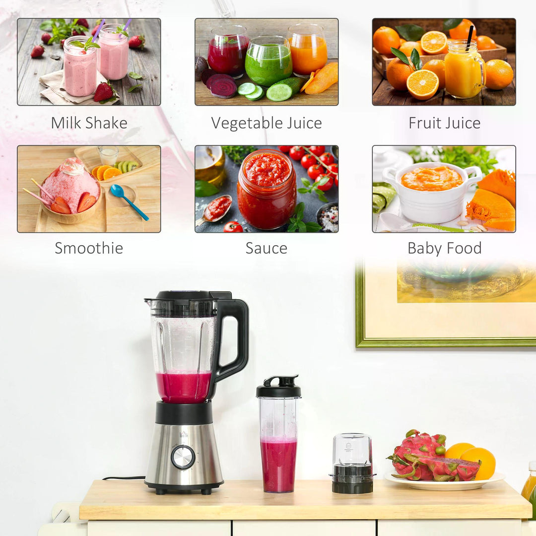 Blender Smoothie Maker, 900W Countertop Blender with 5 Speed Setting, Pulse Function, 1.5L Mix Cup, Portable Cup and Grinder