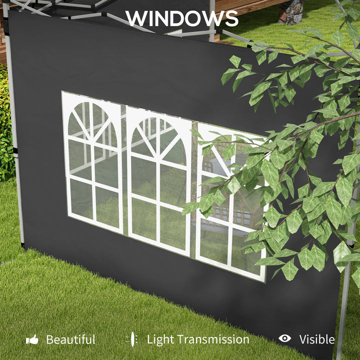 Gazebo Side Panels, Sides Replacement with Window for 3x3(m) or 3x4m Pop Up Gazebo, 2 Pack, Black