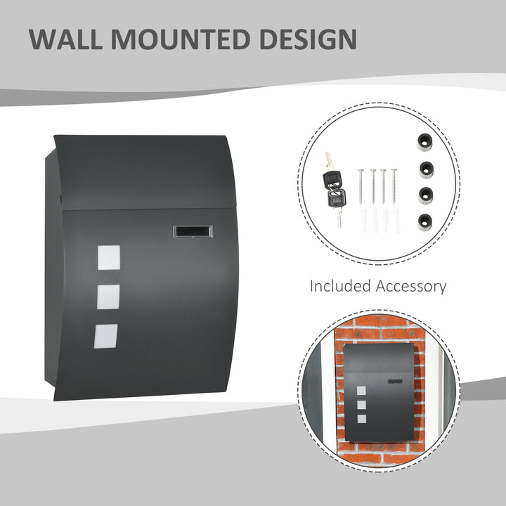 Wall Mounted Letter Box, Weatherproof Post Box, Anthracite Grey