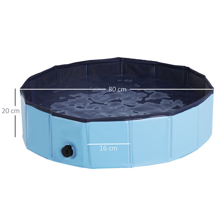 PawHut Pet Swimming Pool, Foldable, 80 cm Diameter-Blue