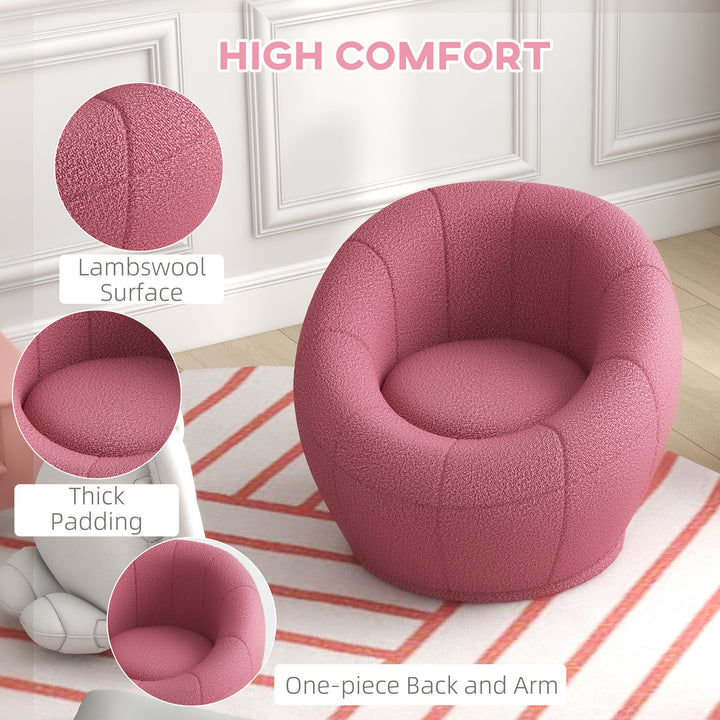 Modern Accent Chair, Swivel Upholstered Armchair-Pink