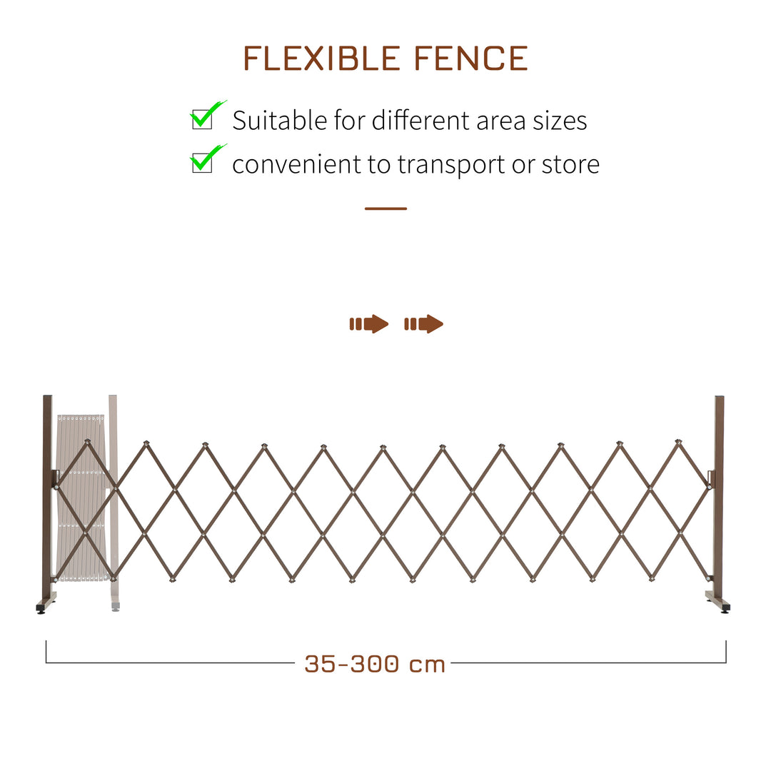 Expanding Trellis Fence Freestanding Movable Fence Foldable Garden Screen Panel Aluminum, 300cm x 103.5 cm, Dark Brown