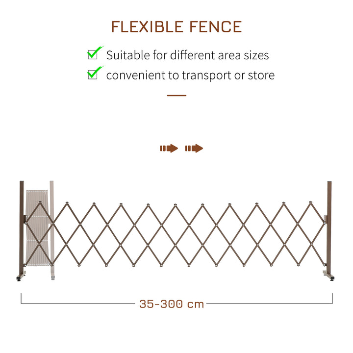 Expanding Trellis Fence Freestanding Movable Fence Foldable Garden Screen Panel Aluminum, 300cm x 103.5 cm, Dark Brown