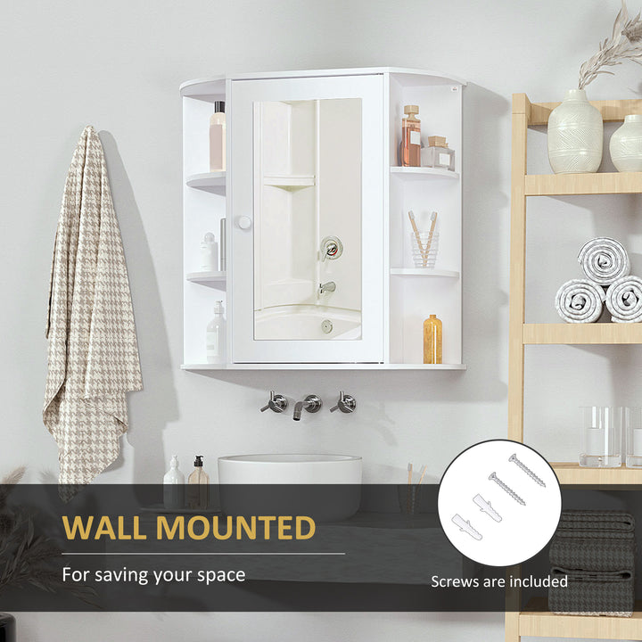 Wall Mounted Bathroom Cabinet with Mirror Single Door Storage Organizer 2-tier Inner Shelves White