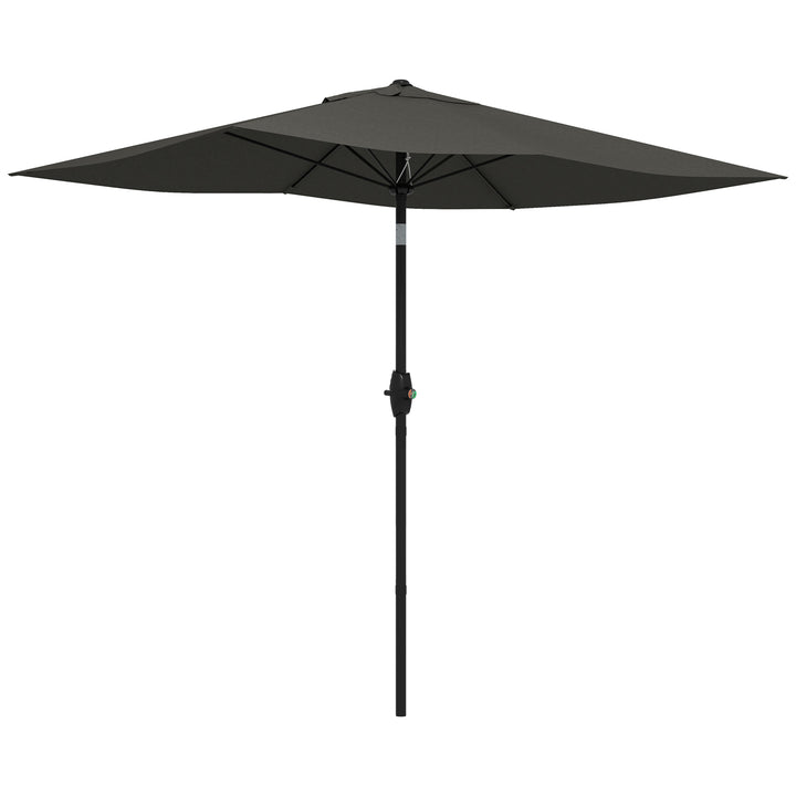 Outsunny 2 x 3(m) Garden Parasols Umbrellas Rectangular Patio Market Umbrella Outdoor Sun Shade w/ Crank &amp; Push Button Tilt, Aluminium Pole Dark Grey