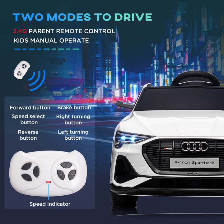 Kids Electric Ride-On Car, with Remote Control, Horn - White