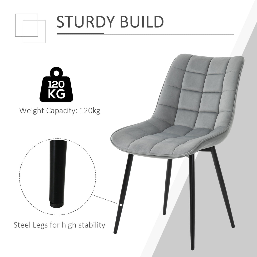 Upholstered Dining Chair Lounge Chair Soft Set of 2 Velvet-Touch Kitchen Reception Living Room Chair with Metal Legs, Grey