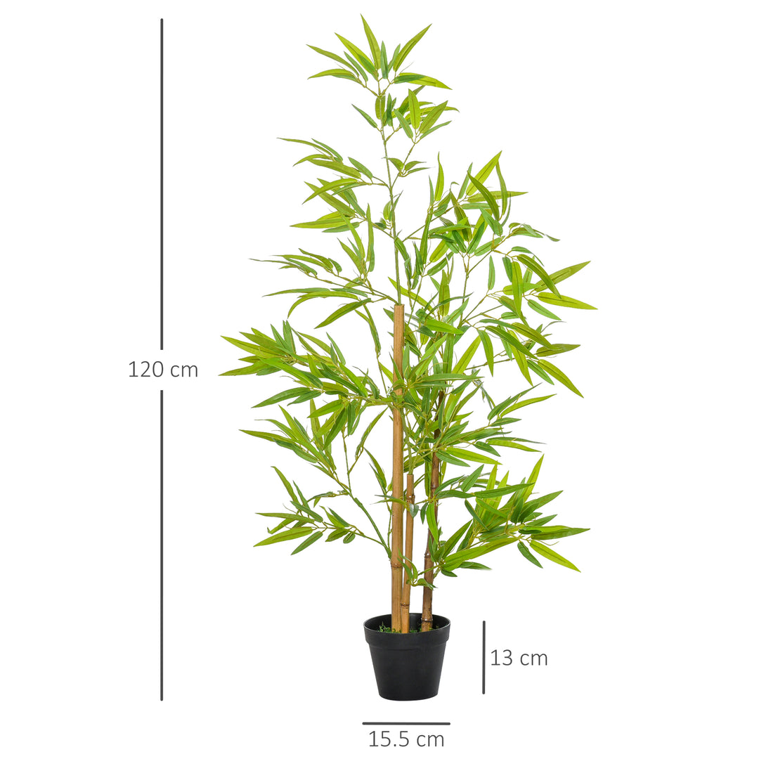 Artificial Tree, Set of 2 Artificial Bamboo Trees Decorative Plant with Nursery Pot for Indoor Outdoor Décor, 120cm