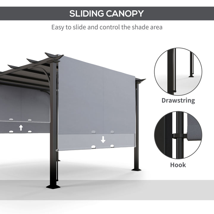 3 x 3(m) Garden Pergola, Outdoor Retractable Pergola Gazebo with Adjustable Canopy, Sun Shade Patio Canopy Shelter, Grey