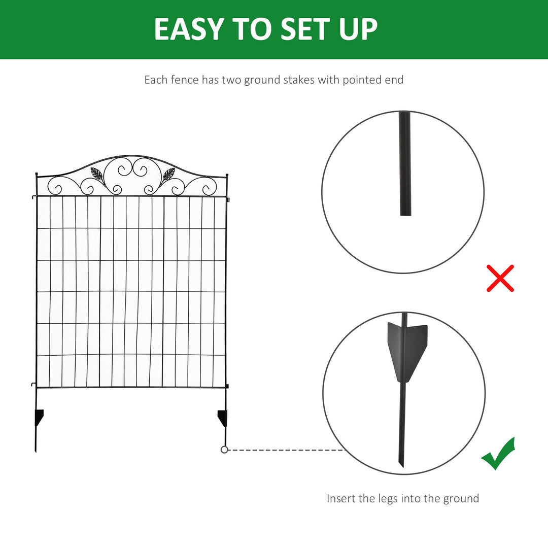 Garden Decorative Fence 4 Panels 44in x 12ft Metal Wire Landscape Border Edging