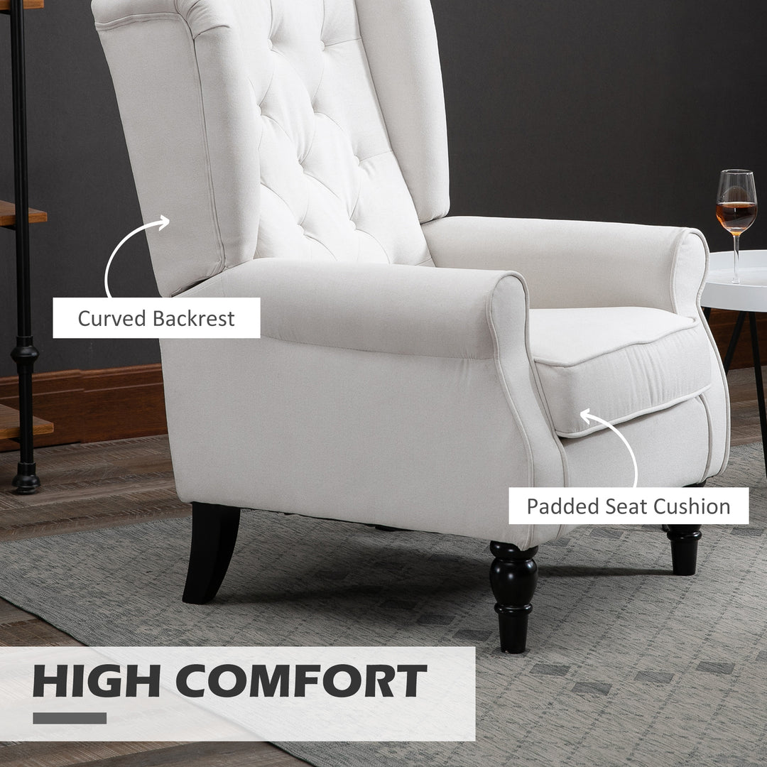 Wingback Accent Chair, Retro Upholstered Button Tufted Occasional Chair for Living Room and Bedroom, Cream White