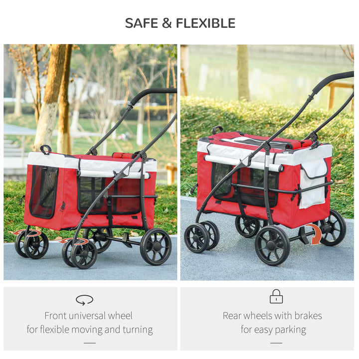 Foldable Dog Stroller, Pet Travel Crate with Detachable Carrier