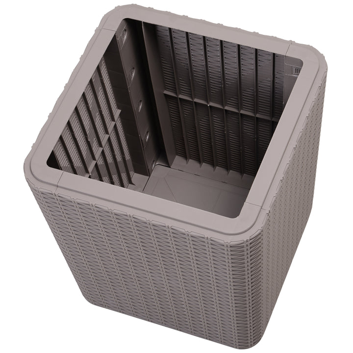 50L Outdoor Rattan-Effect Lift-Top Ice Cooler Table Grey