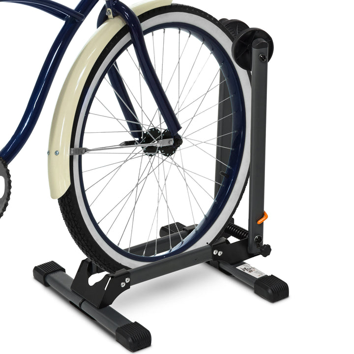 Foldable Bike Storage Stand Parking Rack Fit Max. 5.5cm Wide Wheel Metal Nylon Black
