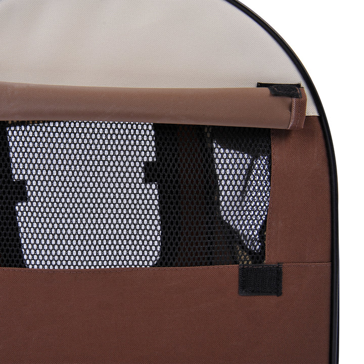 Pet Carrier Folding Cat Carrier Dog Bag Fabric Soft Pet Crate, 46 x 36 x 41 cm, Brown