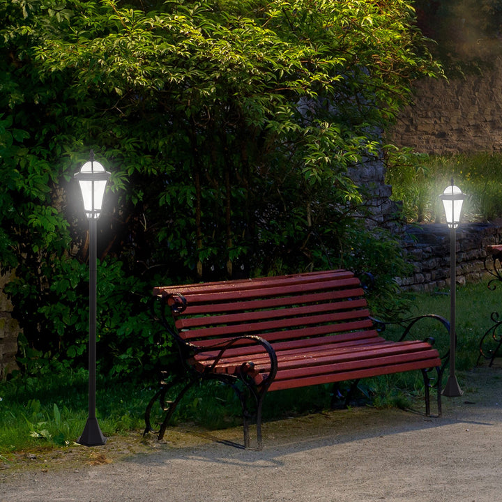 2 PCS LED Garden Lights Lamp Post Solar Powered Lantern Patio Pathway Walkway Outdoor Water-Resist Auto Switch 6-8 Hours Black