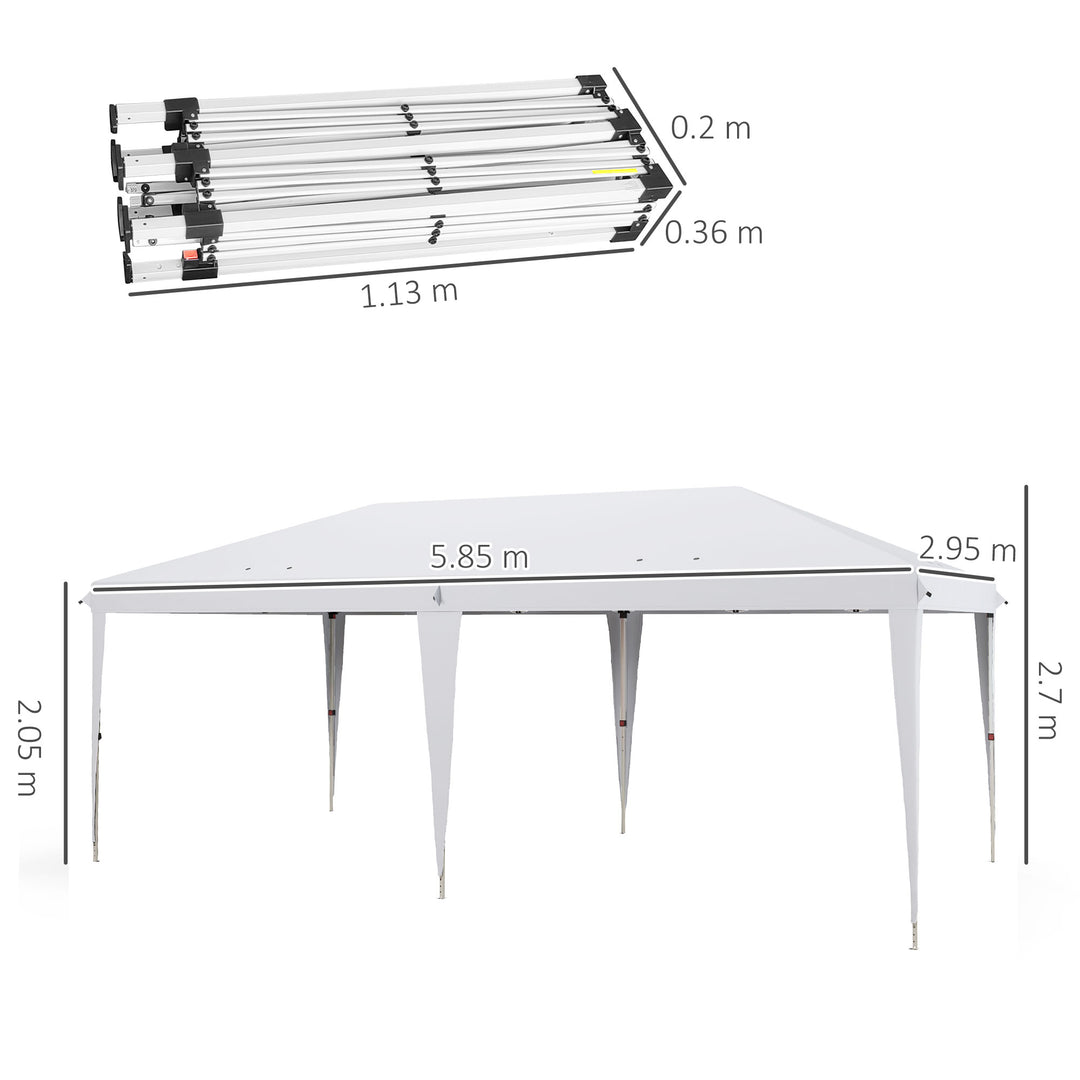 Outsunny Pop Up Gazebo, Double Roof Foldable Canopy Tent, Wedding Awning Canopy w/ Carrying Bag, 6 m x 3 m x 2.65 m, White