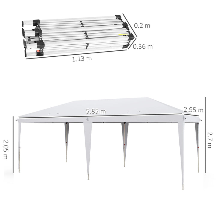Outsunny Pop Up Gazebo, Double Roof Foldable Canopy Tent, Wedding Awning Canopy w/ Carrying Bag, 6 m x 3 m x 2.65 m, White