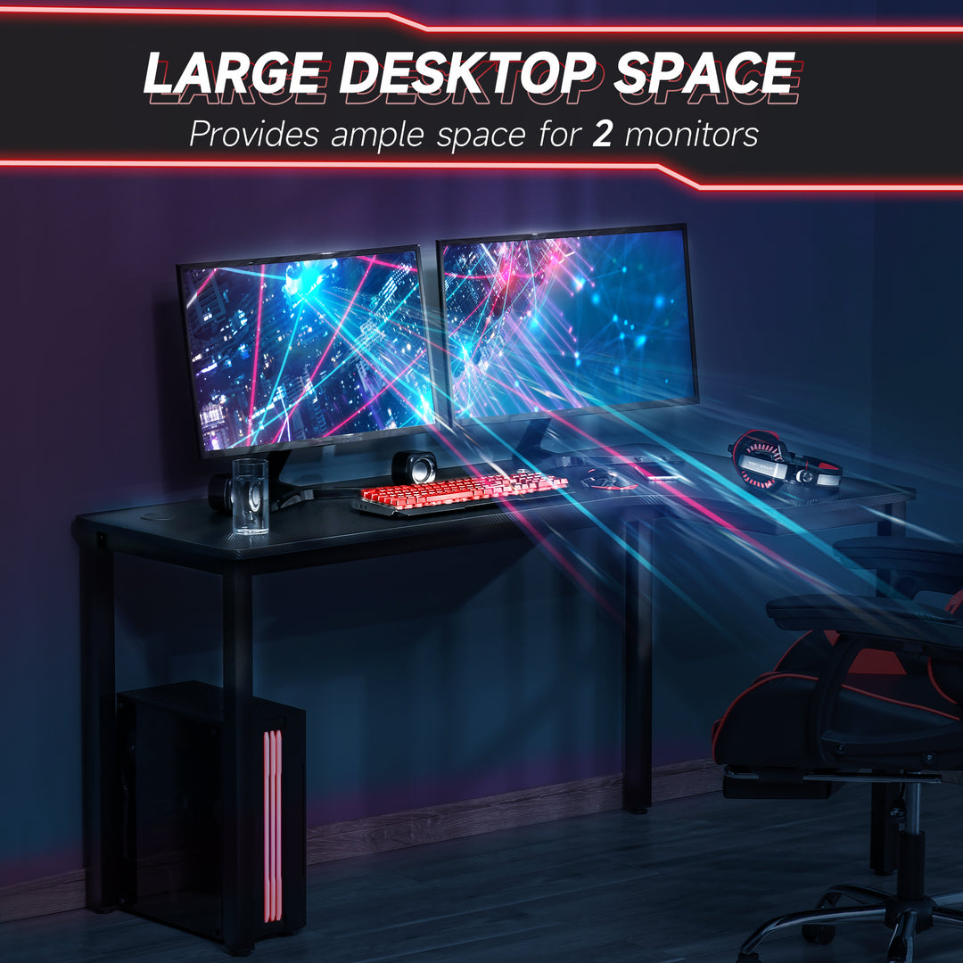 L-Shaped Gaming Desk, Computer Corner Desk, Home Office Workstation with Cable Management, 145 x 81 x 76cm, Black