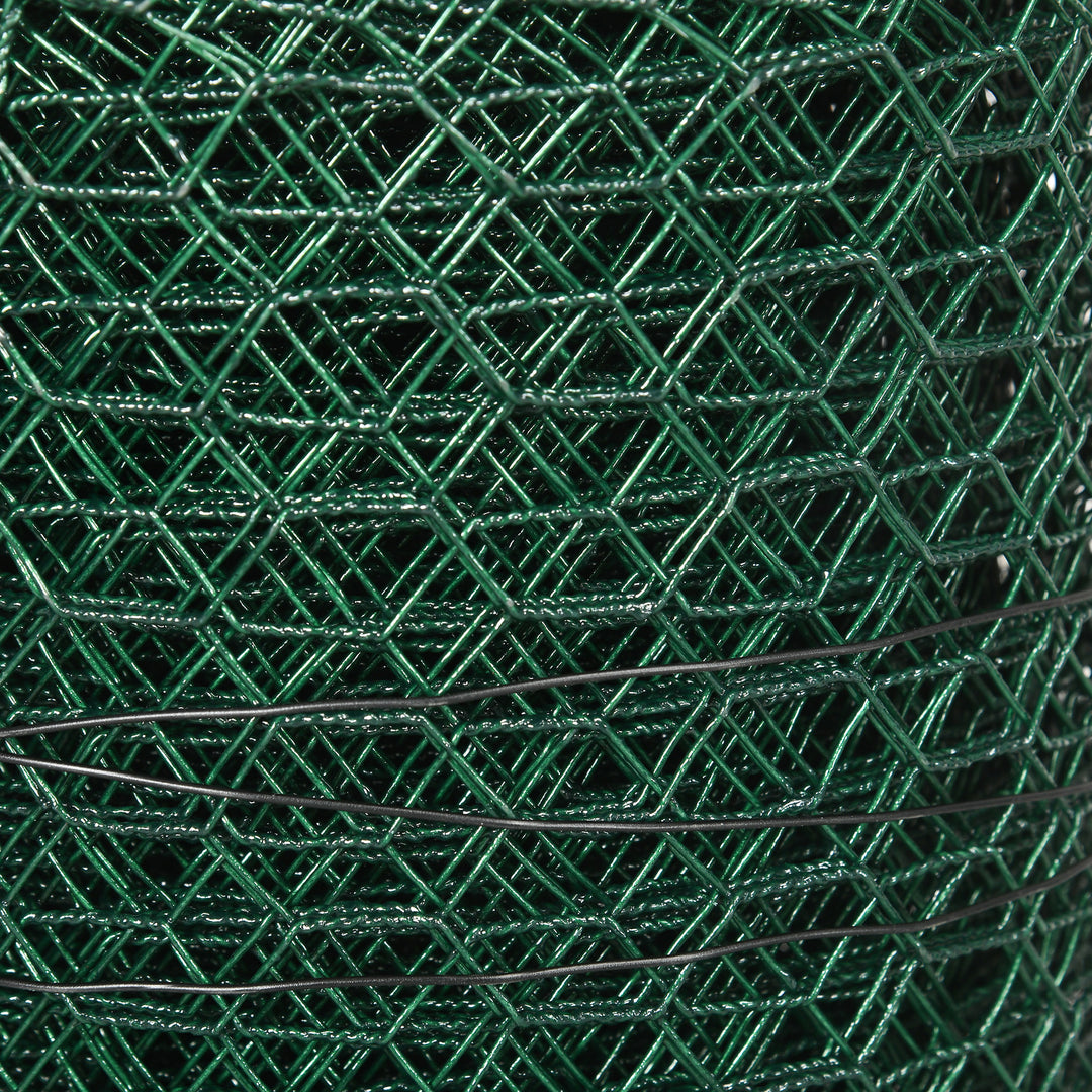 1m x 25m Chicken Wire Mesh, Foldable PVC Coated Welded Garden Fence, Roll Poultry Netting, for Rabbits, Ducks, Gooses, Dark Green