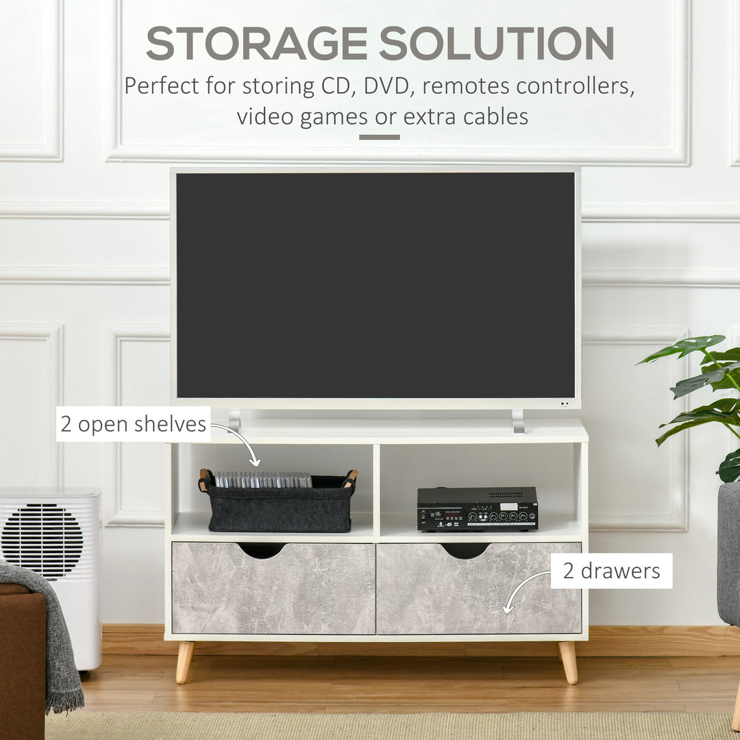 HOMCOM TV Stand with Shelf &amp; Drawers Storage Cabinet Media Entertainment Center Modern Grey