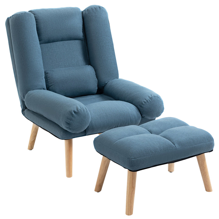 Occasional Recliner with Ottoman, 3-Position Adjustable, Blue
