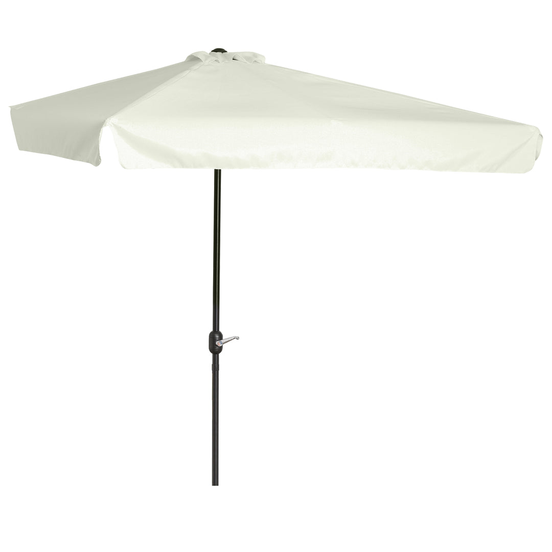 Outsunny 2.3m Half Parasol Semi Round Umbrella Patio Metal Frame Crank Handle for Balcony-- NO BASE INCLUDED, Cream White