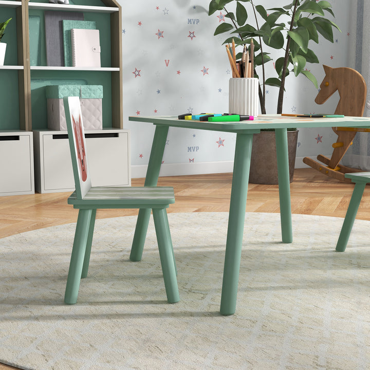 Kids Table and Chairs, Children Desk with 2 Chairs - Green