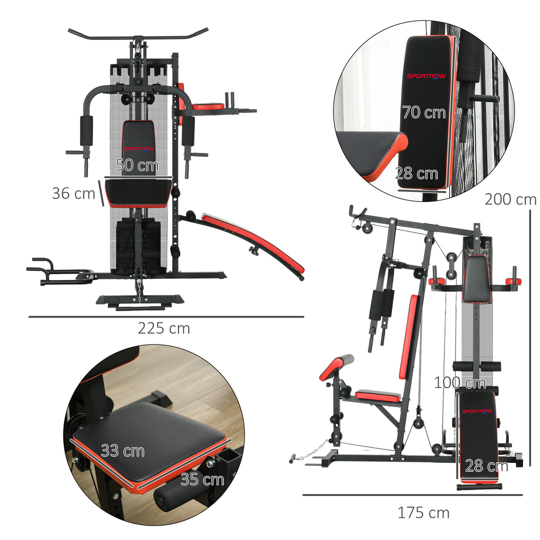 Multi Gym Workout Station, Weight Machine Sit up Bench, Push up Stand, Dip Station