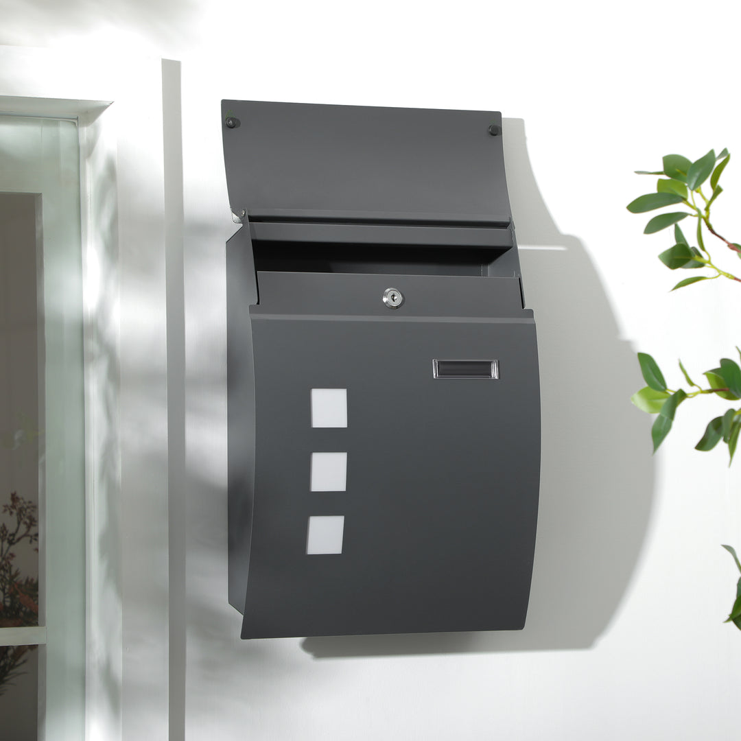 Wall Mounted Letter Box, Weatherproof Post Box, Anthracite Grey