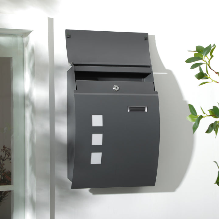 Wall Mounted Letter Box, Weatherproof Post Box, Anthracite Grey