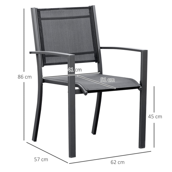 Garden Chairs Set Of 2 Outdoor Chairs with Steel Frame Texteline Seats for Camping Fishing Patio Balcony Dark Grey Black