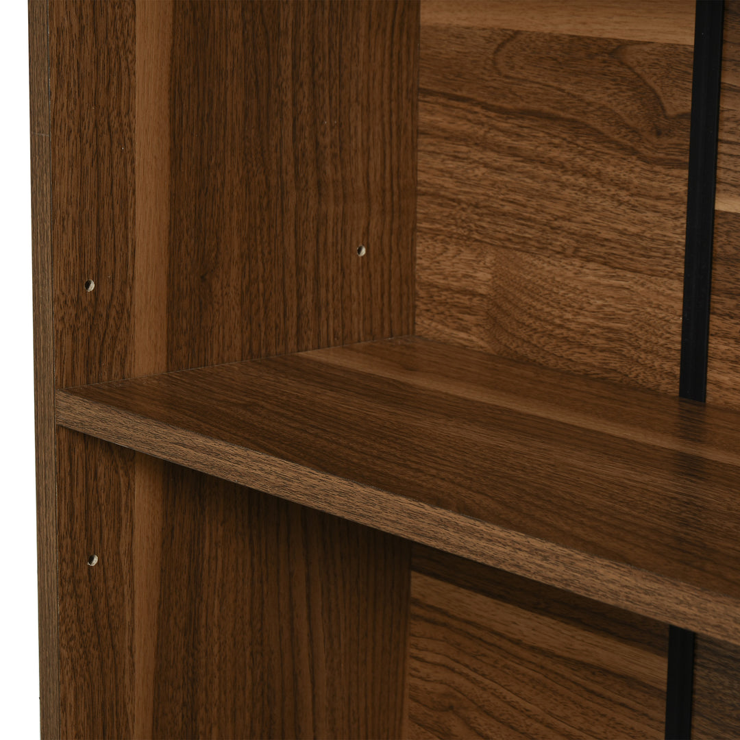 Wooden 2 Tier Storage Unit Shelf Bookshelf Bookcase Cupboard Cabinet Walnut