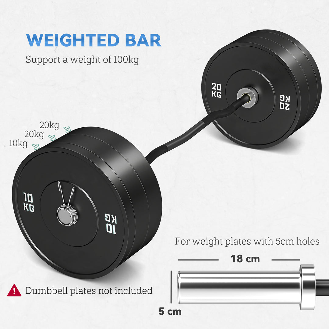 Olympic EZ Curl Bar, Barbell Bar for 2"/5cm Weight Plates with Spring Clips, Home Gym Weight Lifting Bar, 120cm