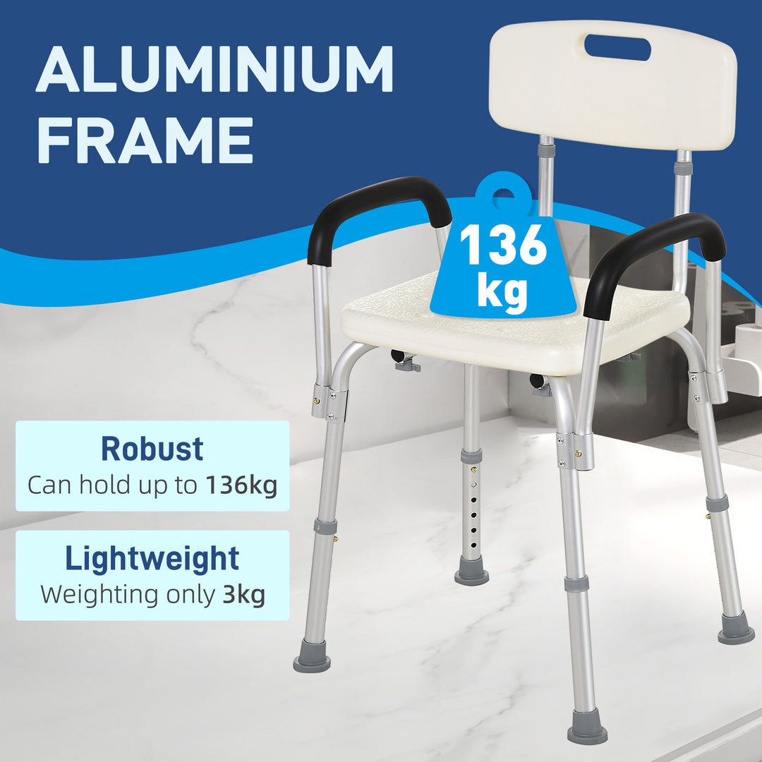 Adjustable Shower Bench with Back and Armrest