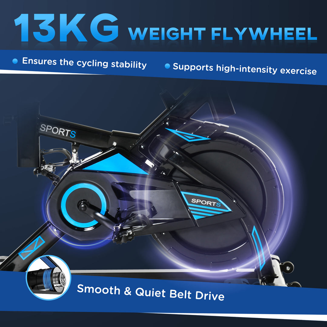 HOMCOM Stationary Exercise Bike w/ iPad Holder, LCD Monitor, Comfortable Seat, Indoor Cycling Training Bike, 13KG Flywheel,  Home Office, Black