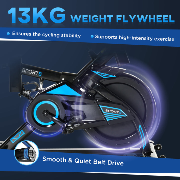 HOMCOM Stationary Exercise Bike w/ iPad Holder, LCD Monitor, Comfortable Seat, Indoor Cycling Training Bike, 13KG Flywheel,  Home Office, Black