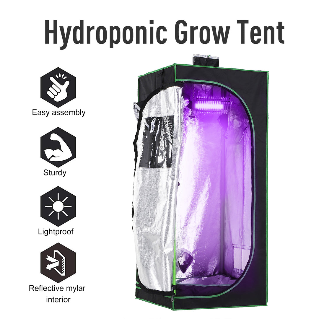 Hydroponic Plant Grow Tent  W/ Window Tool Bag, 60L x 60W x 140Hcm-Black/Green