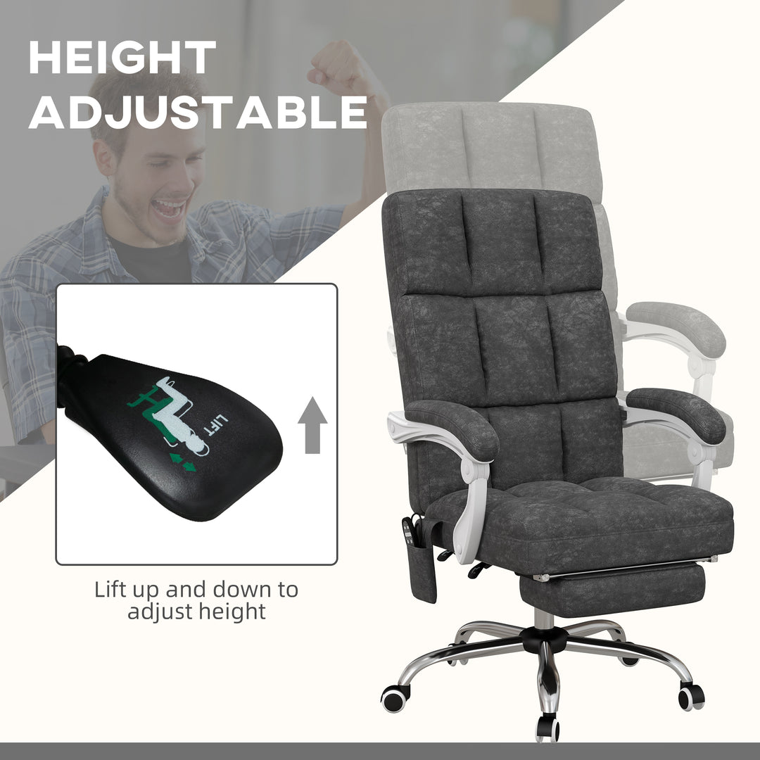 Vinsetto Executive Vibration Massage Office Chair, Microfibre Computer Chair with Armrest, 135° Reclining Back, Charcoal Grey