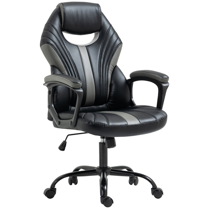 Vinsetto Racing Gaming Chair, Home Office Computer Desk Chair, Faux Leather, Black Grey