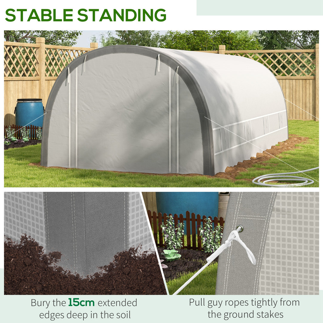 Polytunnel Greenhouse w/ Upgraded Structure, 15 Plant Labels-White