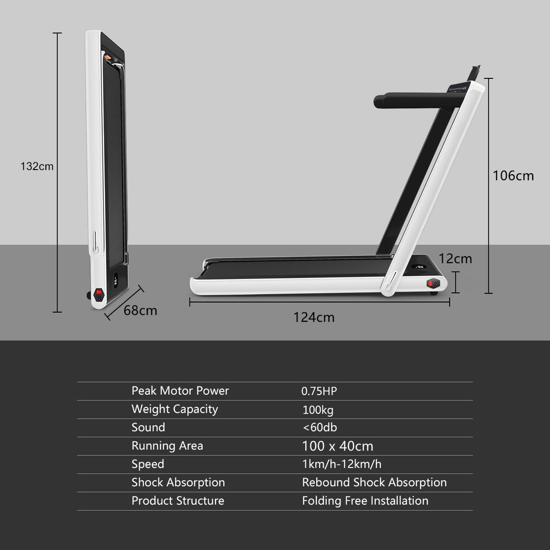 Folding Treadmill Electric 1-12KM/H with Bluetooth-Silver