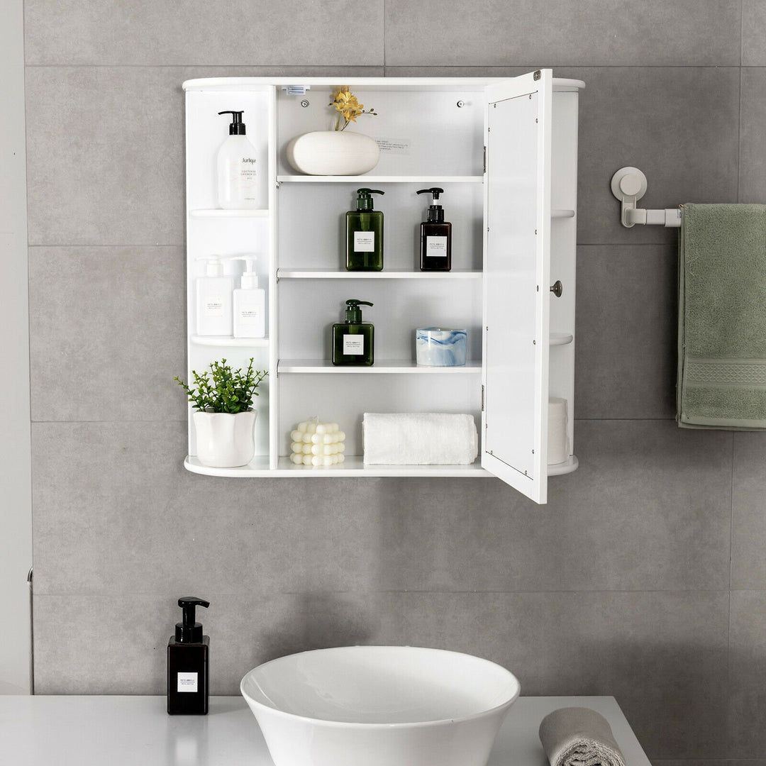 3-Tier Mirrored Wall Mounted Bathroom Cabinet-White